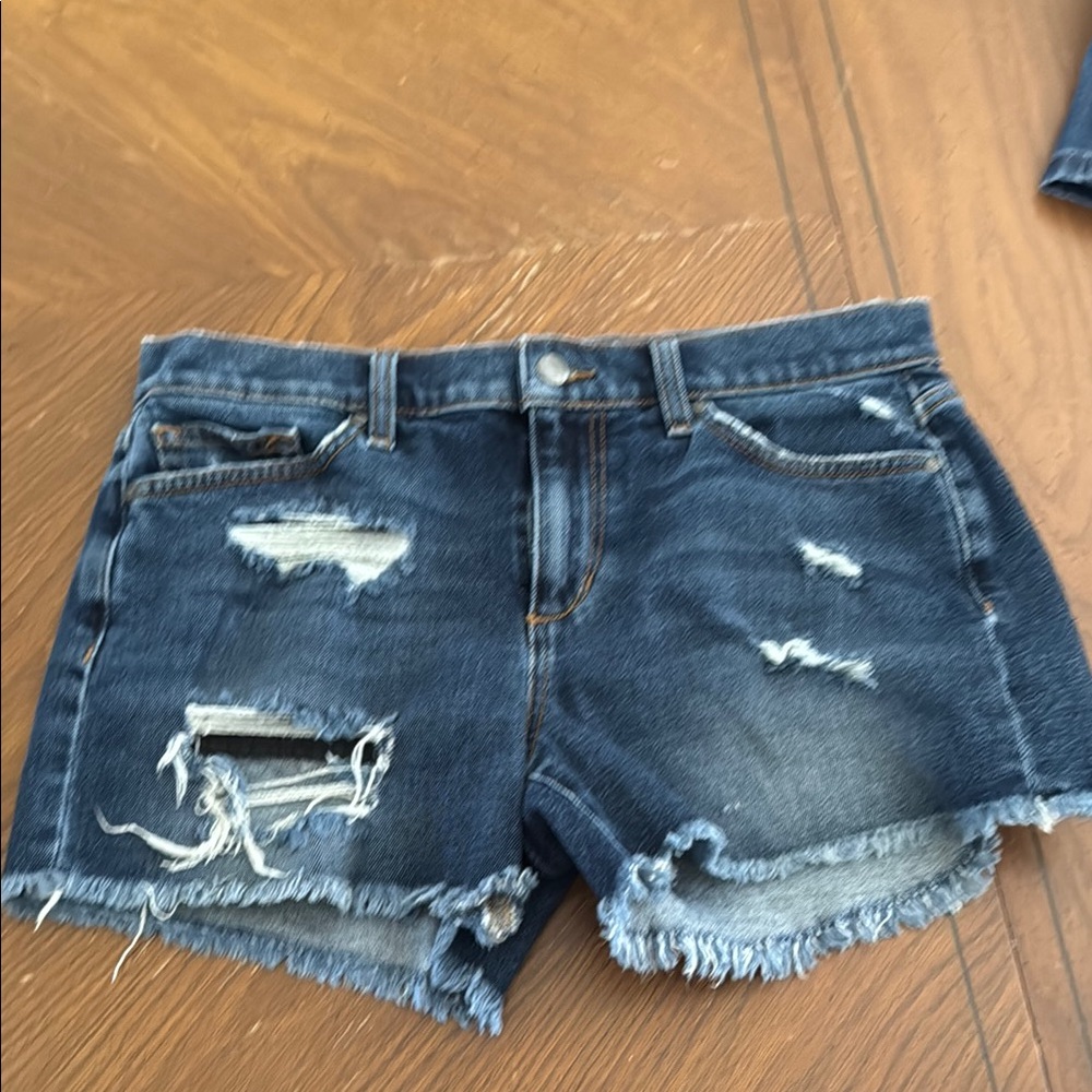 Joe's Jeans Blue Distressed Jean “Cut Off” Shorts size 29 3” inseam raw hem EUC